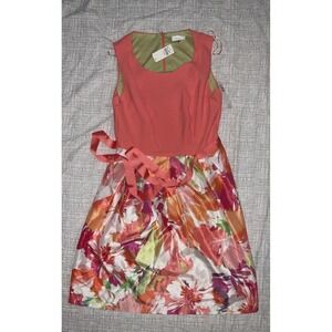 Signature By Robbie Bee Dress Summer Orange Coral Floral‎ Lace Size 6 NWT
